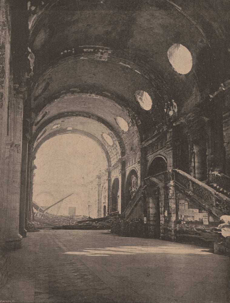 PARIS COMMUNE 1871. Palais de Justice (salle des Pas-Perdus) c1873 old print